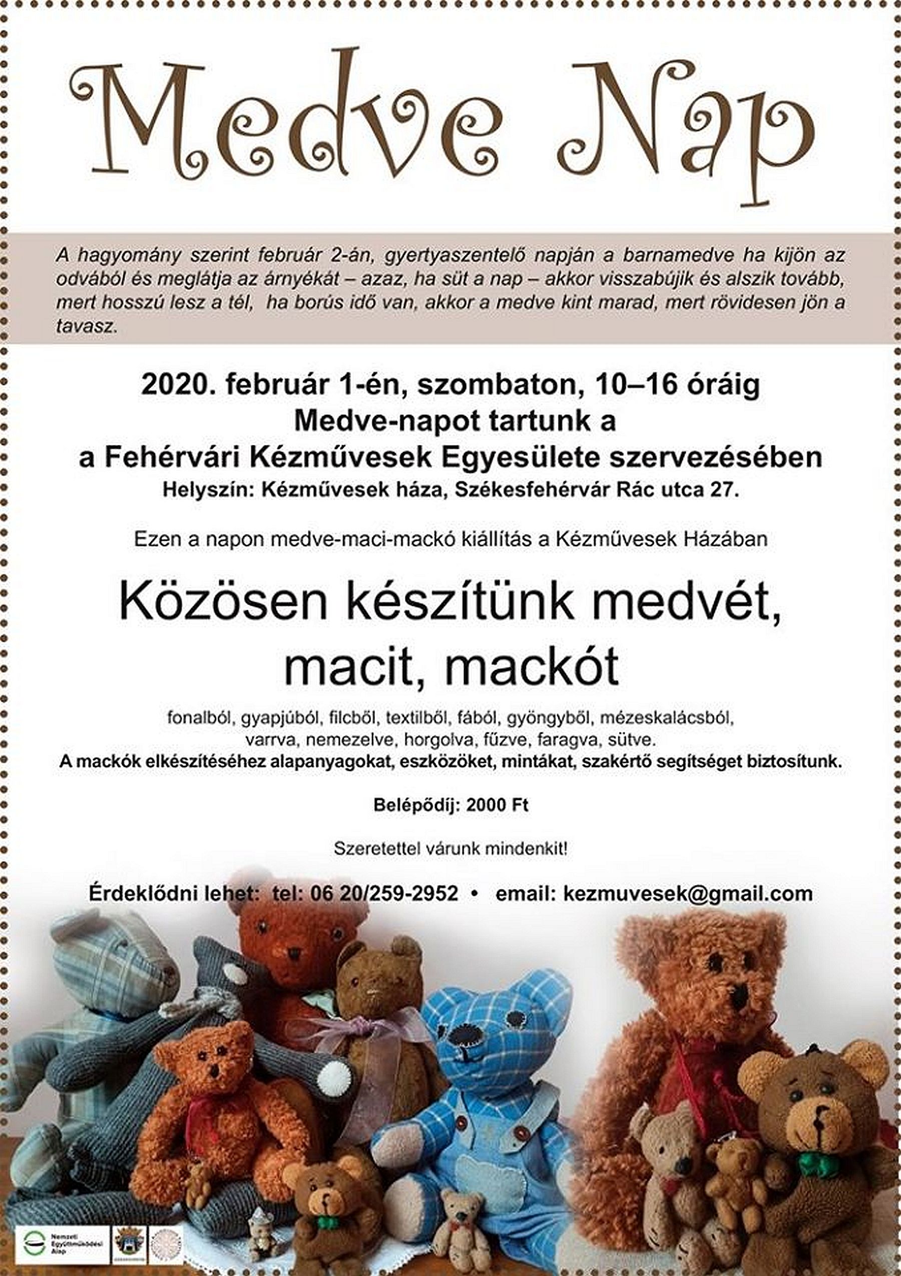 Medve Nap kreatív családoknak szombaton a Kézművesek Házában